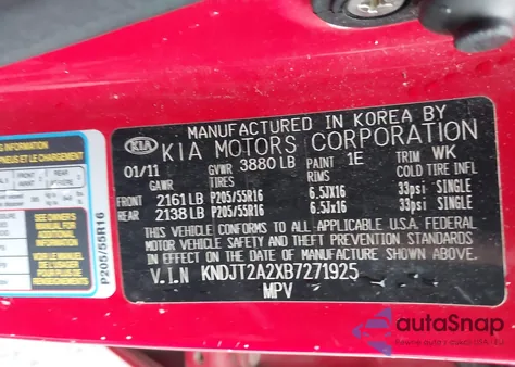 2011 Kia Soul + z USA, uszkodzony, nr VIN KNDJT2A2XB7271925